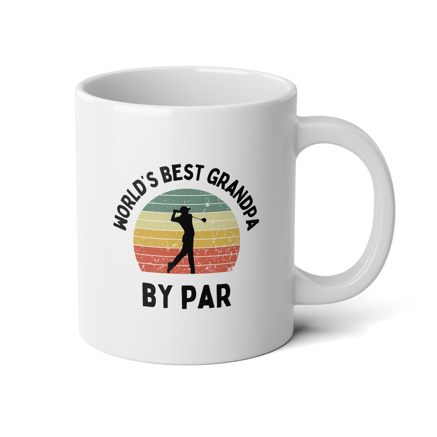 World's Best Grandpa By Par 20oz white funny large big coffee mug tea cup gift for him golfer vintage sunset golf men him grandad pops father's day waveywares wavey wares wavywares wavy wares