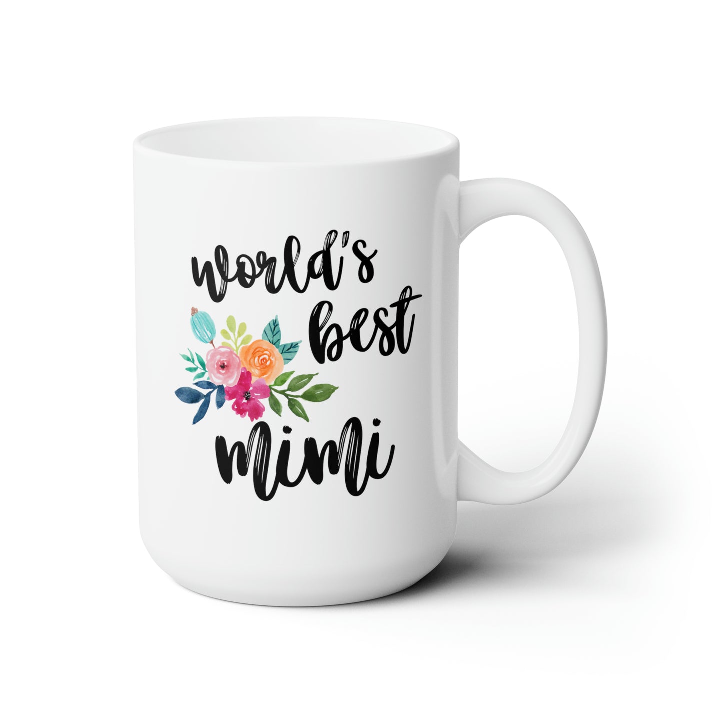World's Best Mimi 15oz white funny large coffee mug gift for grandmother nana personalize custom waveywares wavey wares wavywares wavy wares