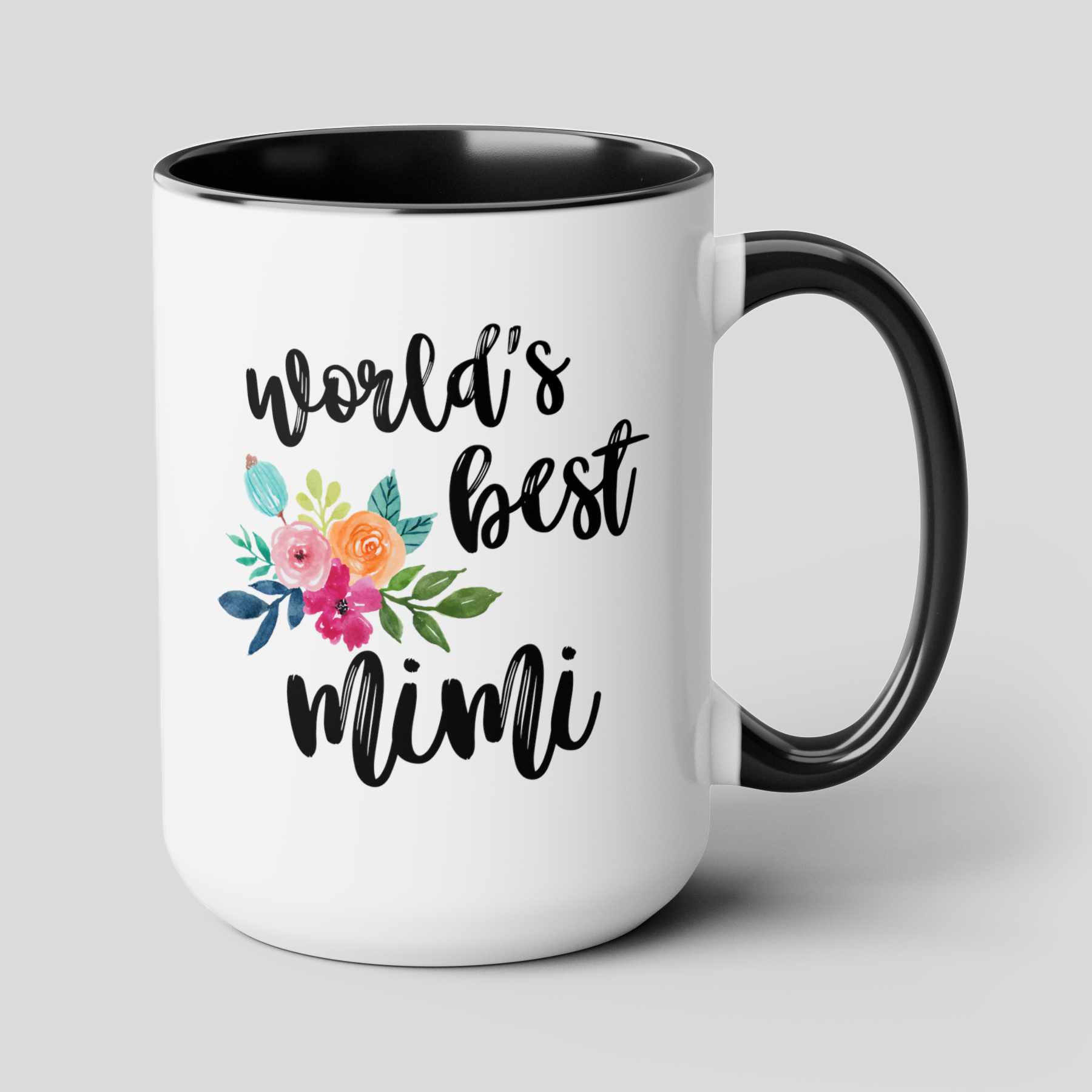 World's Best Mimi 15oz white with black accent funny large coffee mug gift for grandmother nana personalize custom waveywares wavey wares wavywares wavy wares cover