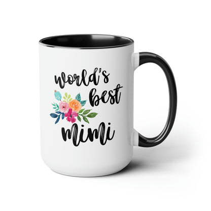 World's Best Mimi 15oz white with black accent funny large coffee mug gift for grandmother nana personalize custom waveywares wavey wares wavywares wavy wares