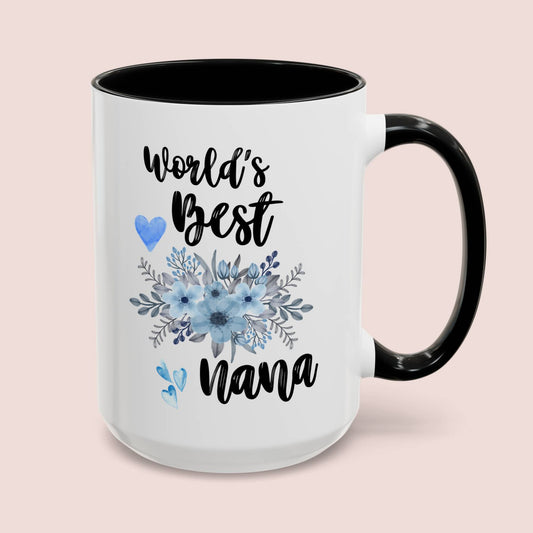 World's Best Nana 15oz white with black accent funny large coffee mug gift for her grandmother grandma Mother's Day waveywares wavey wares wavywares wavy wares cover