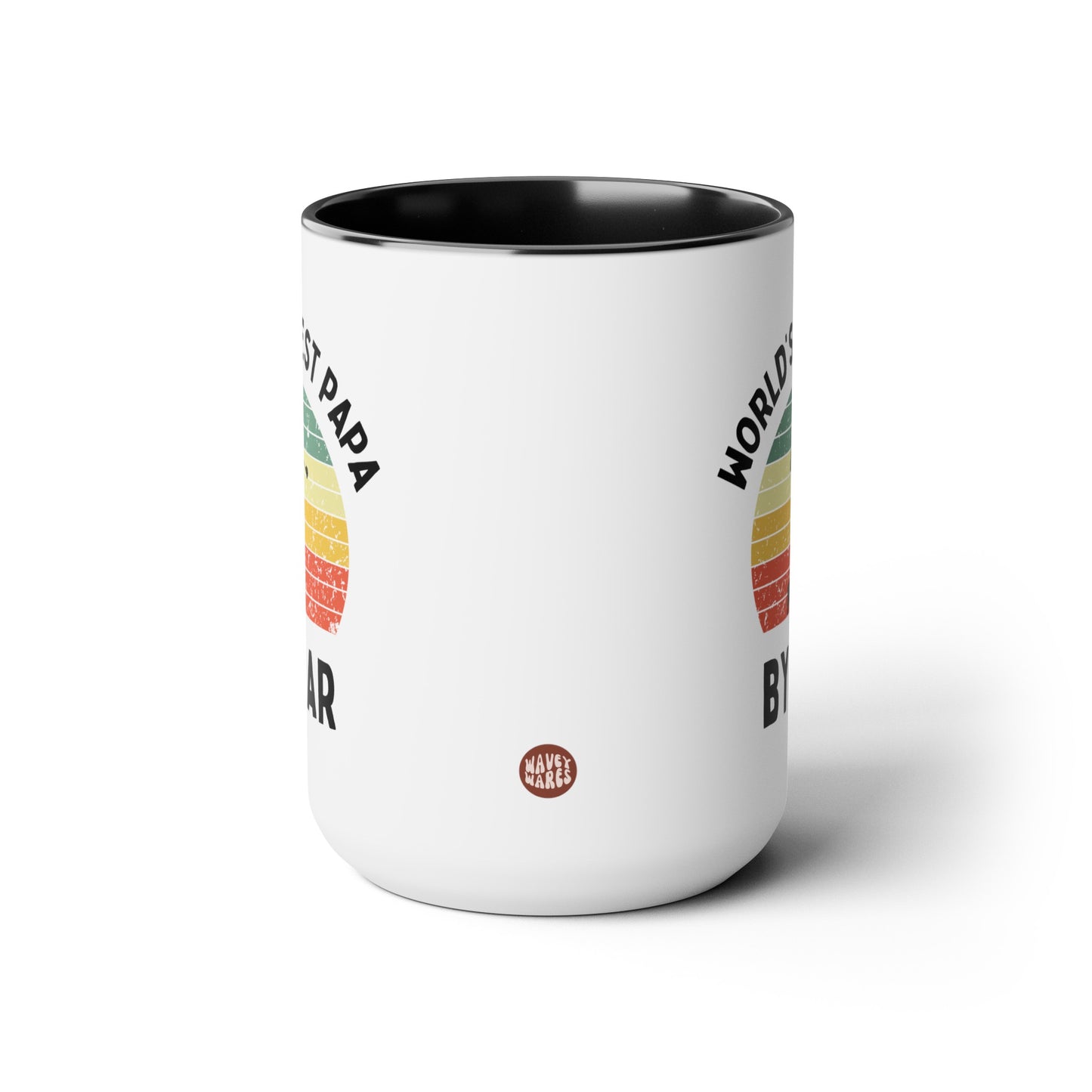 World's Best Papa By Par 15oz white with with black accent large big funny coffee mug tea cup gift for him golfer vintage sunset golf men him grandad grandpa pops father's day waveywares wavey wares wavywares wavy wares side