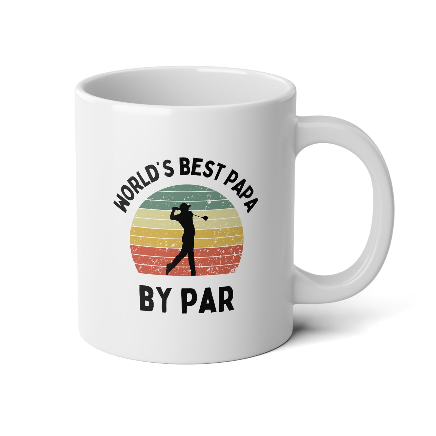 World's Best Papa By Par 20oz white funny large big coffee mug tea cup gift for him golfer vintage sunset golf men him grandad grandpa pops father's day waveywares wavey wares wavywares wavy wares