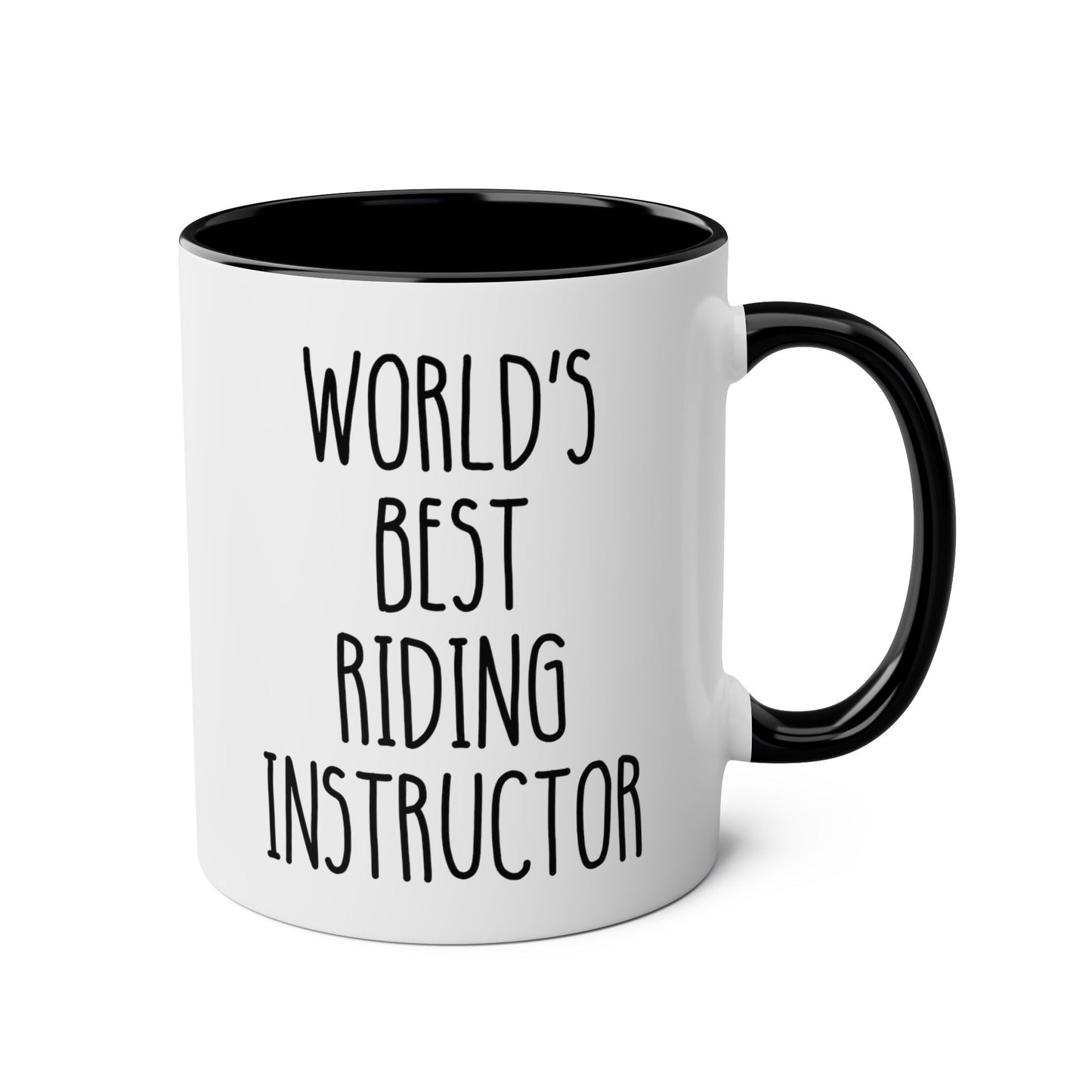 World's Best Riding Instructor 11oz white with black accent funny large coffee mug gift for horse trainer coach waveywares wavey wares wavywares wavy wares