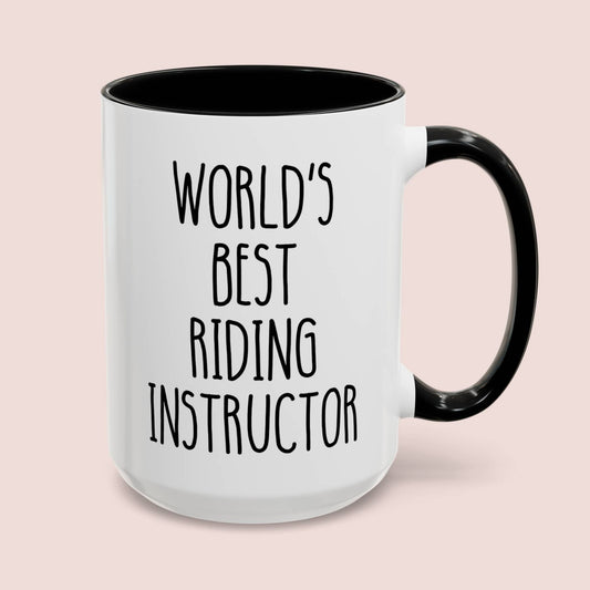 World's Best Riding Instructor 15oz white with black accent funny large coffee mug gift for horse trainer coach waveywares wavey wares wavywares wavy wares cover.