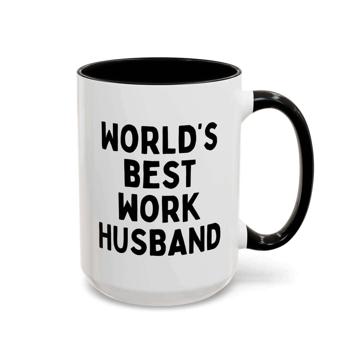 World's Best Work Husband 15oz white with black accent funny large coffee mug gift for Valentines Christmas Birthday Colleague Coworker Thanksgiving waveywares wavey wares wavywares wavy wares