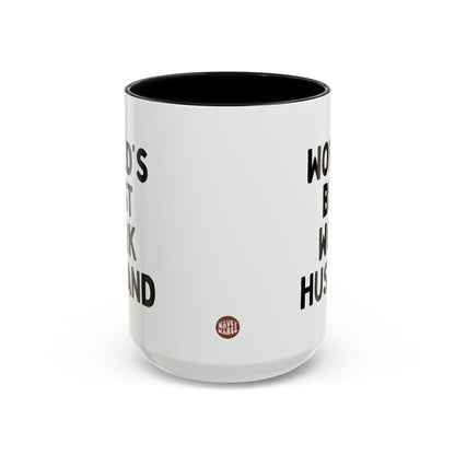 World's Best Work Husband 15oz white with black accent funny large coffee mug gift for Valentines Christmas Birthday Colleague Coworker Thanksgiving waveywares wavey wares wavywares wavy wares side