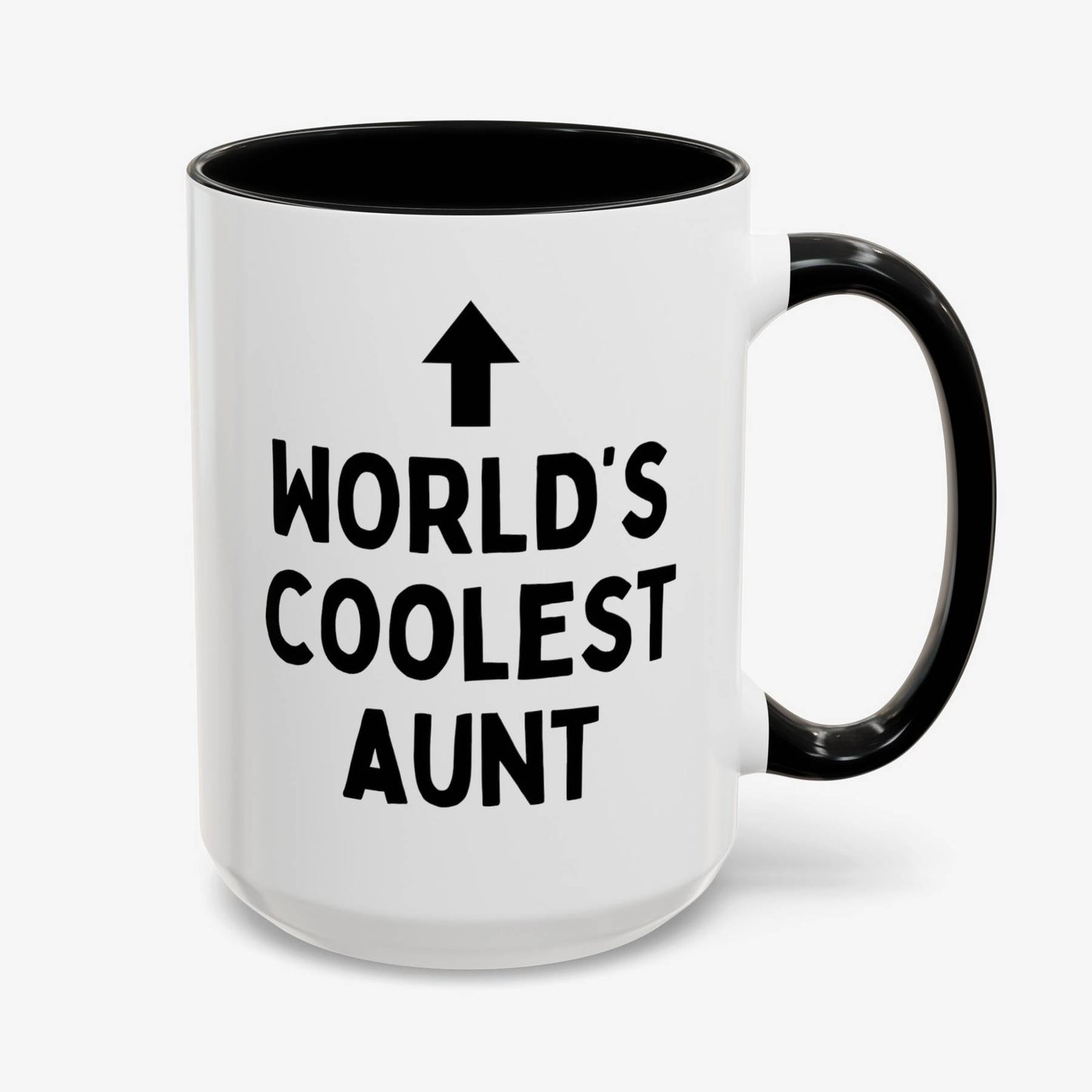 World's Coolest Aunt 15oz white with black accent funny large coffee mug gift for auntie birthday mother's day ceramic waveywares wavey wares wavywares wavy wares cover