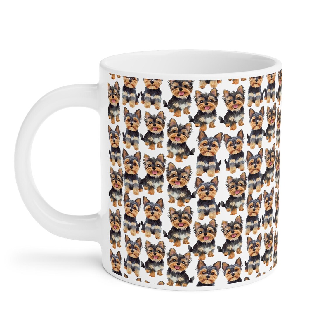 Cute Yorkshire Terriers Watercolor Pattern 20oz white funny large coffee mug gift for dog lover dad mom owner furparent pet animal aesthetic birthday secret santa Christmas waveywares wavey wares wavywares wavy wares