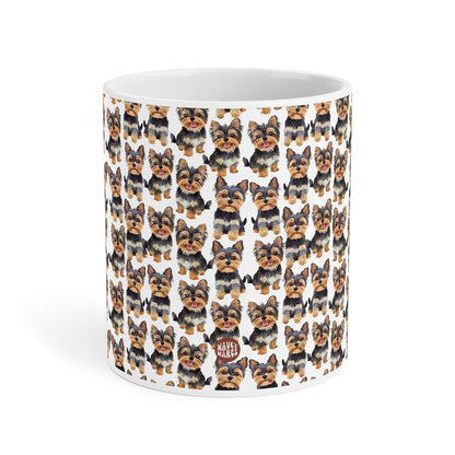 Cute Yorkshire Terriers Watercolor Pattern 20oz white funny large coffee mug gift for dog lover dad mom owner furparent pet animal aesthetic birthday secret santa Christmas waveywares wavey wares wavywares wavy wares side