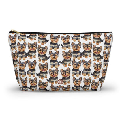 Cute Yorkshire Terriers Pattern T Bottom white Makeup zip bag gift for dog lover dad mom owner furparent pet animal aesthetic toiletry travel drugs storage case accessory pouch cosmetic pencil waveywares wavey wares wavywares wavy wares