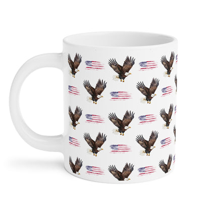 Cute American Eagle Watercolor Pattern 20oz white funny large coffee mug gift for United States of America national bird animal lover bald flag aesthetic birthday secret santa Christmas waveywares wavey wares wavywares wavy wares