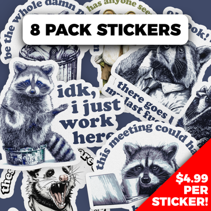 Animals At Work Sticker 8-Pack