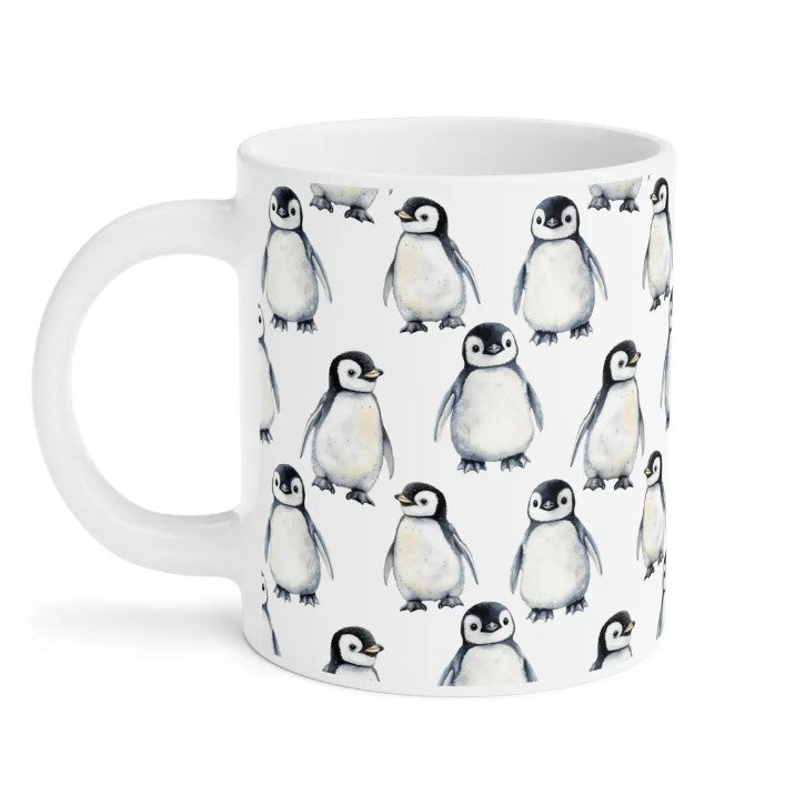 Cute Baby Penguin Chicks Watercolor Pattern 20oz white funny large coffee mug gift for flightless bird enthusiast friend animal lover secret santa birthday Christmas Antarctica waveywares wavey wares wavywares wavy wares