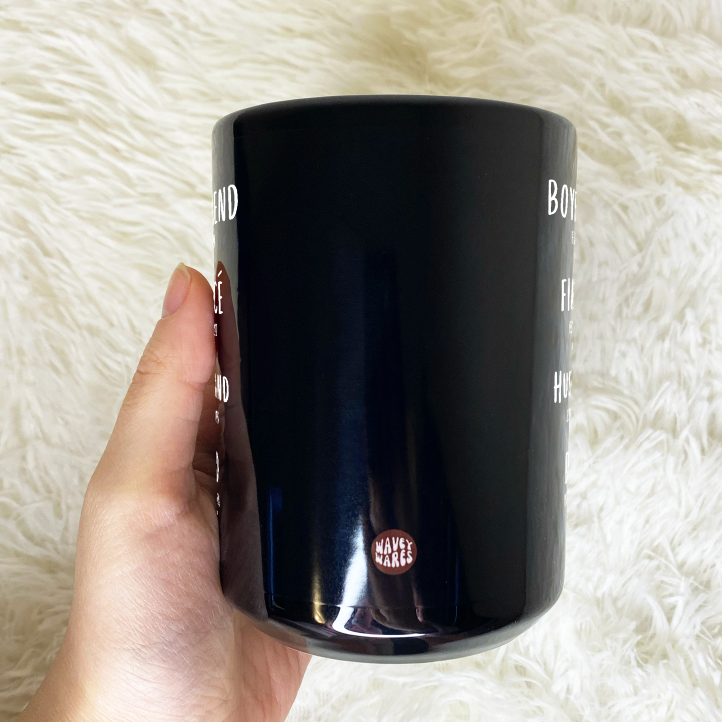 Personalized Boyfriend Fiance Husband Dad New Father Black Mug