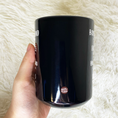 Personalized Boyfriend Fiance Husband Dad New Father Black Mug