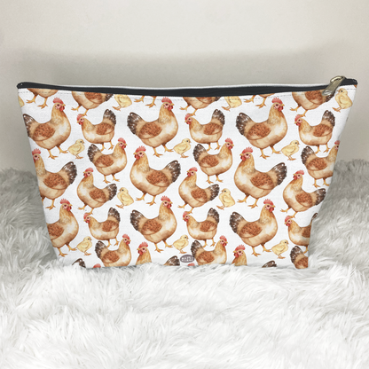 Cute Chickens Zip Makeup Bag