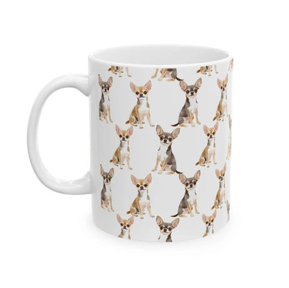 Cute Chihuahuas Watercolor Pattern 11oz white funny large coffee mug gift for small dog lover mom dad furparent owner animal tiny aesthetic birthday secret santa Christmas waveywares wavey wares wavywares wavy wares