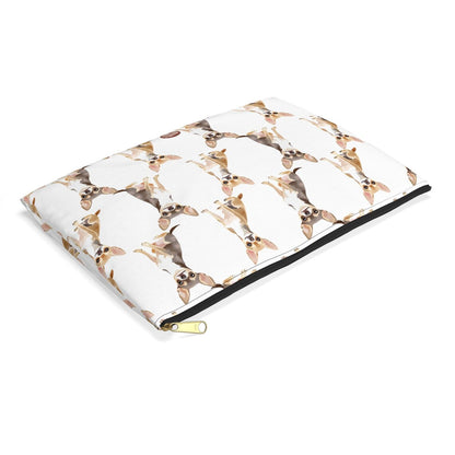 Cute Chihuahuas Pattern flat lay white Makeup zip bag gift for small dog lover mom dad furparent owner animal tiny aesthetic cosmetic travel drugs storage case accessory pouch toiletry pencil waveywares wavey wares wavywares wavy wares