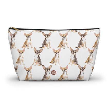 Cute Chihuahuas Pattern T Bottom white Makeup zip bag gift for small dog lover mom dad furparent owner animal tiny aesthetic cosmetic travel drugs storage case accessory pouch toiletry pencil waveywares wavey wares wavywares wavy wares