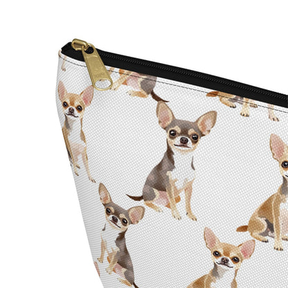 Cute Chihuahuas Pattern zipper white Makeup zip bag gift for small dog lover mom dad furparent owner animal tiny aesthetic cosmetic travel drugs storage case accessory pouch toiletry pencil waveywares wavey wares wavywares wavy wares