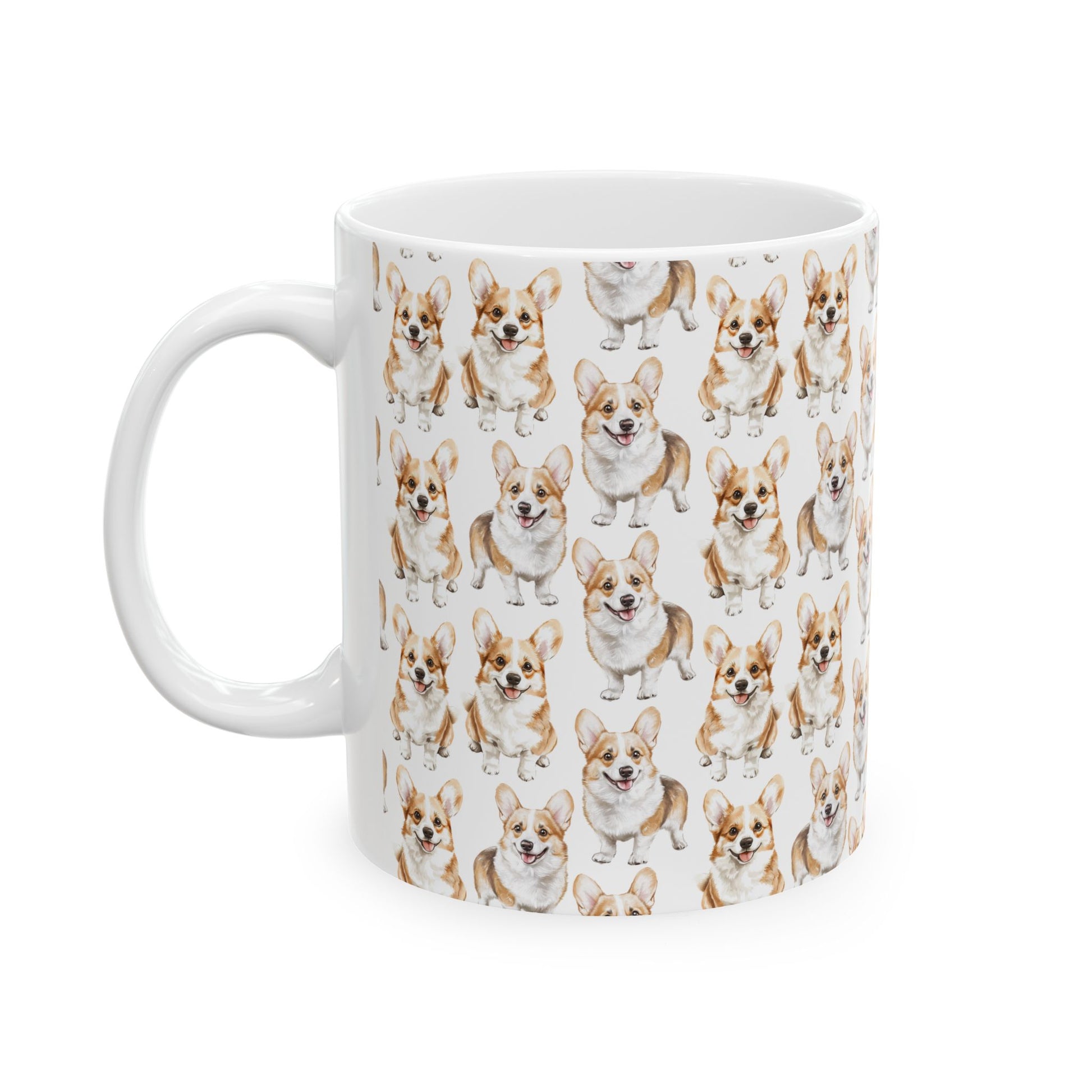 Cute Corgis Watercolor Pattern 11oz white funny large coffee mug gift for corgi mom dog dad furparent owner animal lover fluffy aesthetic birthday secret santa Christmas waveywares wavey wares wavywares wavy wares