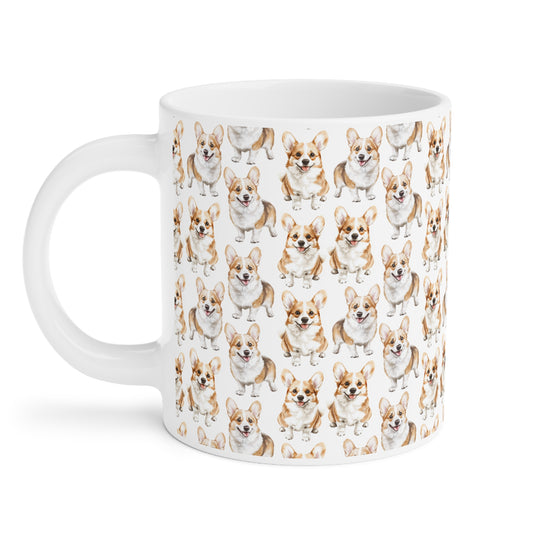 Cute Corgis Watercolor Pattern 20oz white funny large coffee mug gift for corgi mom dog dad furparent owner animal lover fluffy aesthetic birthday secret santa Christmas waveywares wavey wares wavywares wavy wares