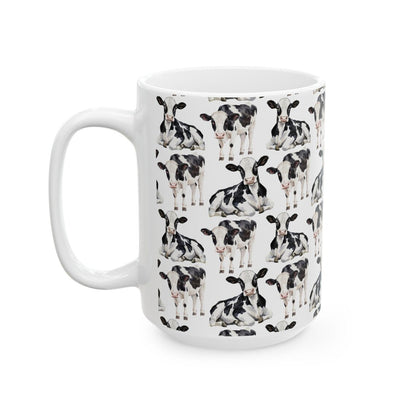 Cute Cows Watercolor Pattern 15oz white funny large coffee mug gift for moo cattle kine herd enthusiast friend animal lover milk farmer farm secret santa birthday Christmas waveywares wavey wares wavywares wavy wares