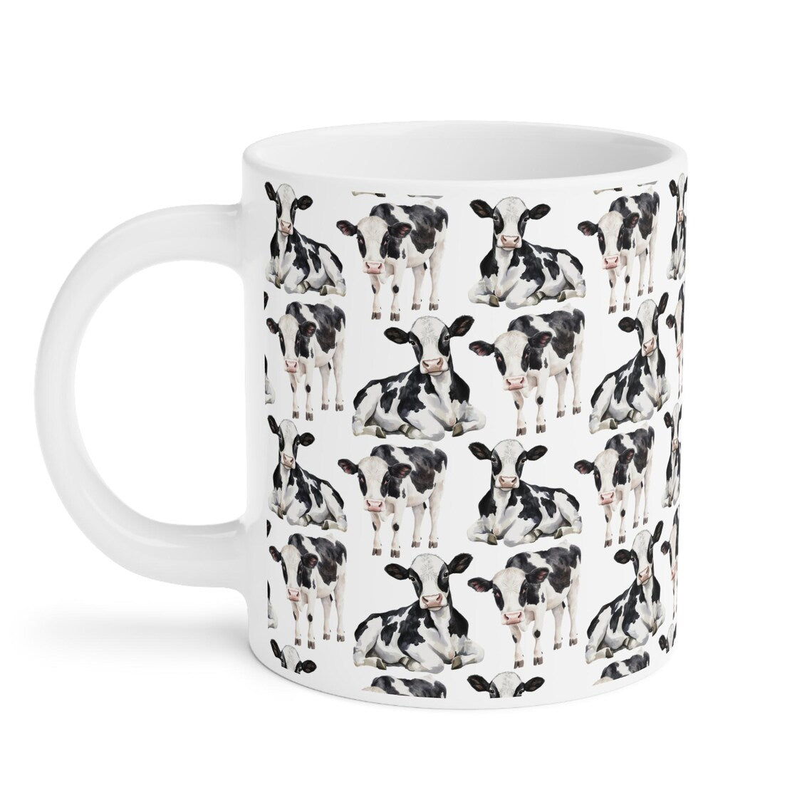 Cute Cows Watercolor Pattern 20oz white funny large coffee mug gift for moo cattle kine herd enthusiast friend animal lover milk farmer farm secret santa birthday Christmas Antarctica waveywares wavey wares wavywares wavy wares