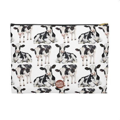 Cute Cows Pattern flat white travel zip bag gift for animal lover secret santa birthday Christmas makeup cosmetic drugs storage case accessory pouch waveywares wavey wares wavywares wavy wares