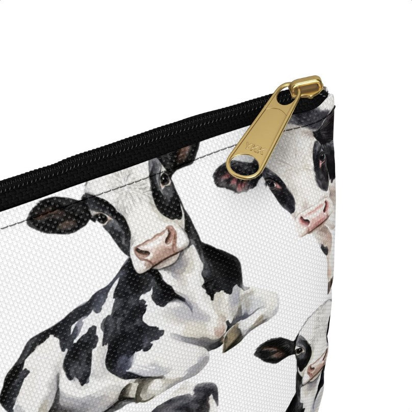 Cute Cows Pattern zipper white travel zip bag gift for animal lover secret santa birthday Christmas makeup cosmetic drugs storage case accessory pouch waveywares wavey wares wavywares wavy wares