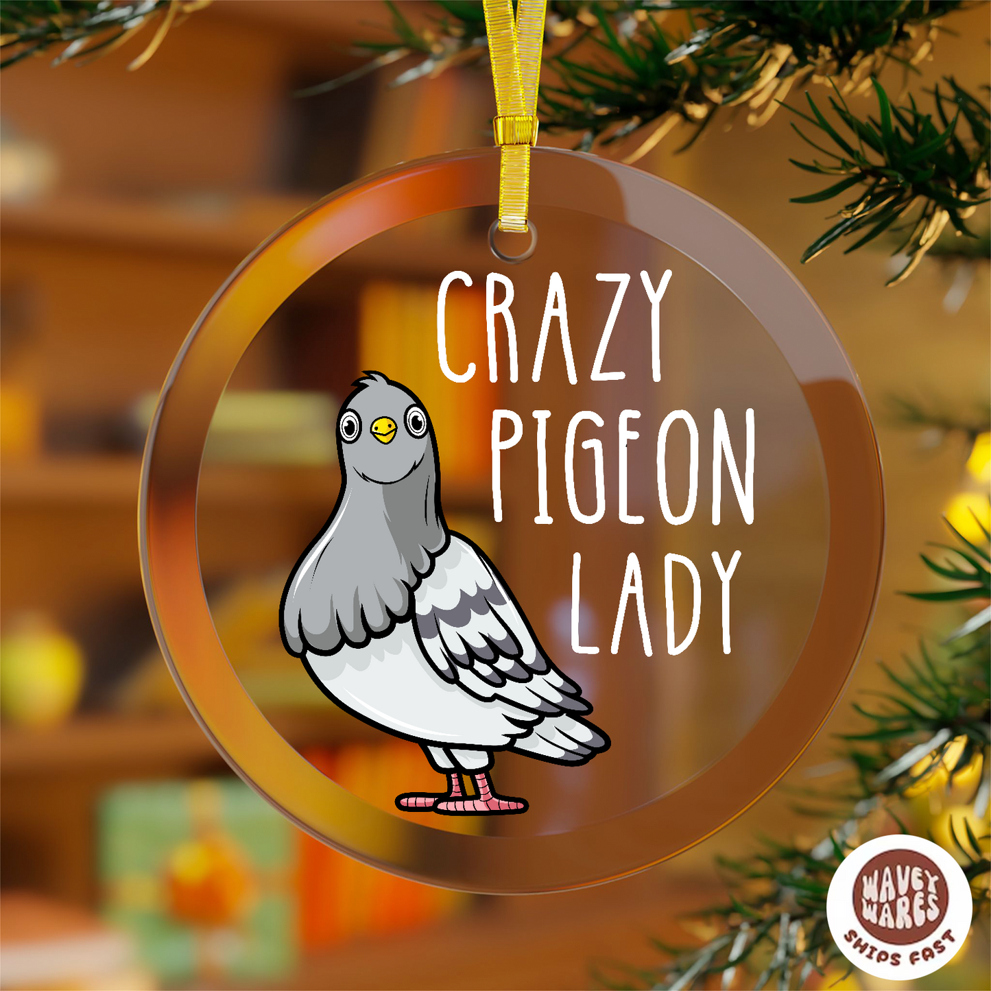 Crazy Pigeon Lady Funny Ornament