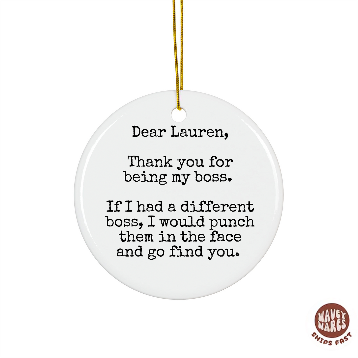 Personalized Thank You For Being My Boss Punch Face Funny Ornament