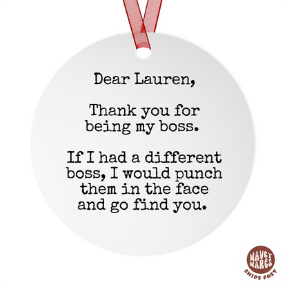 Personalized Thank You For Being My Boss Punch Face Funny Ornament