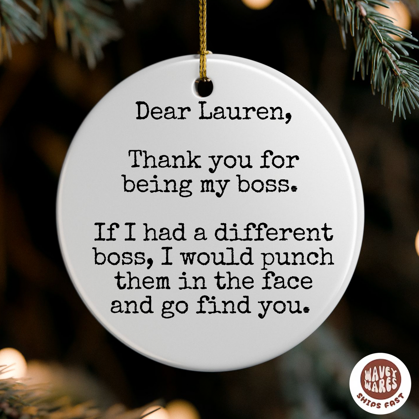 Personalized Thank You For Being My Boss Punch Face Funny Ornament