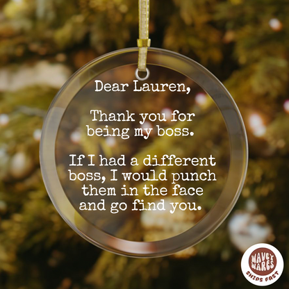 Personalized Thank You For Being My Boss Punch Face Funny Ornament