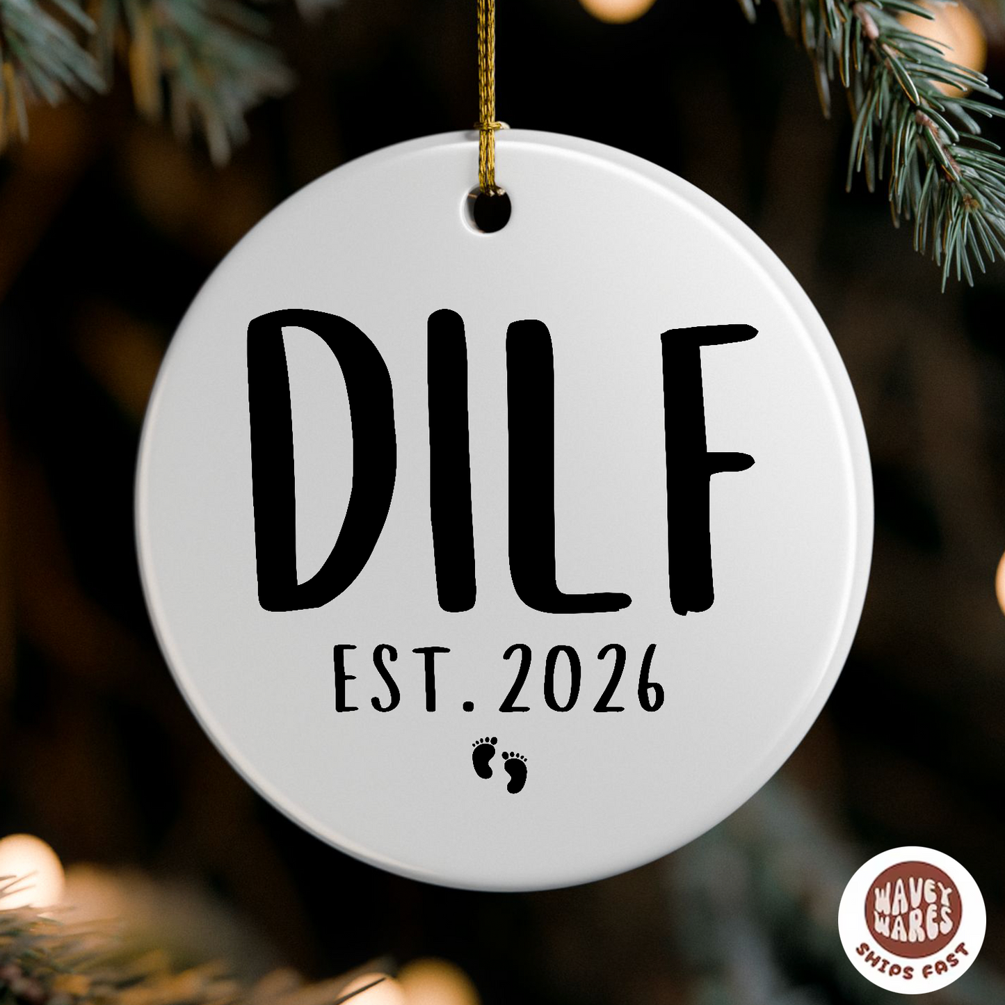 Personalized DILF New Dad Ornament