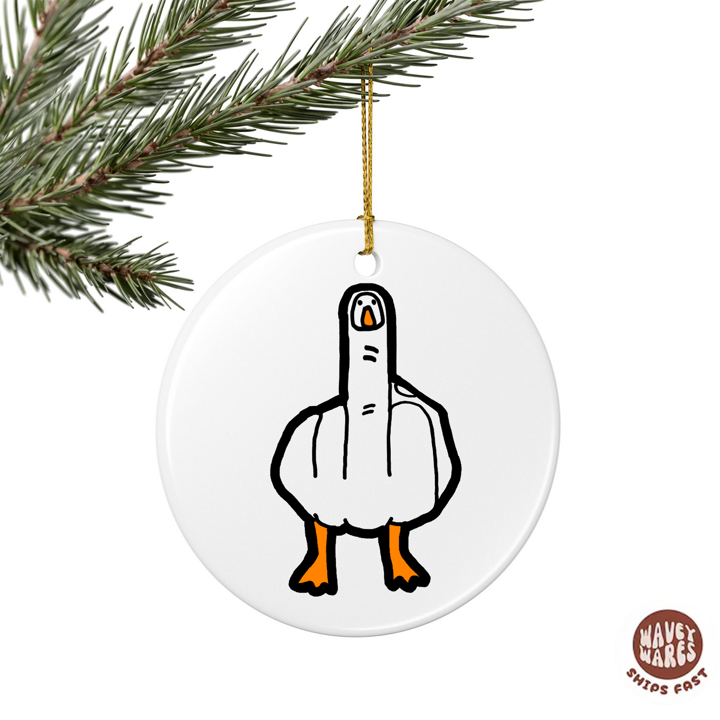 Duck Middle Finger Funny Ornament