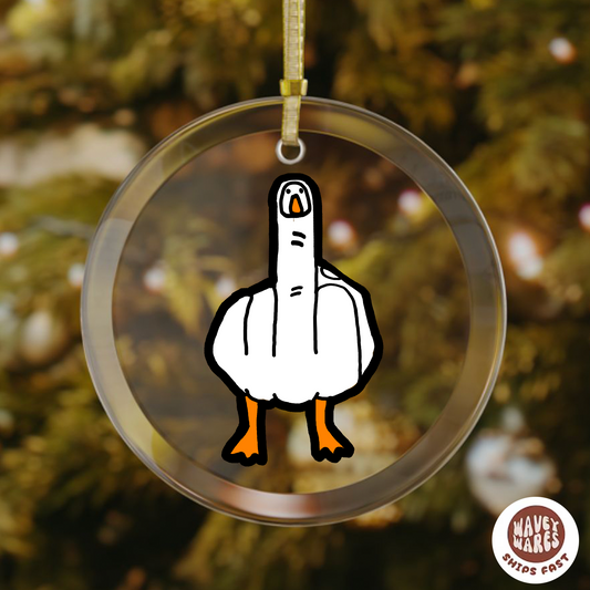 Duck Middle Finger Funny Ornament