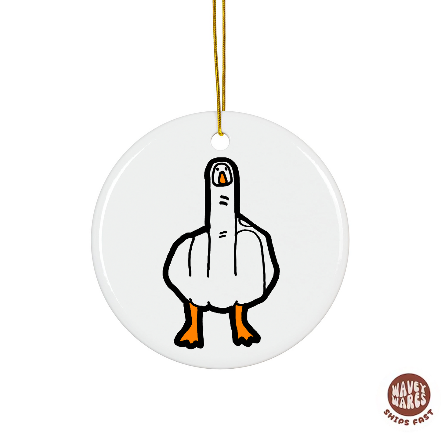 Duck Middle Finger Funny Ornament
