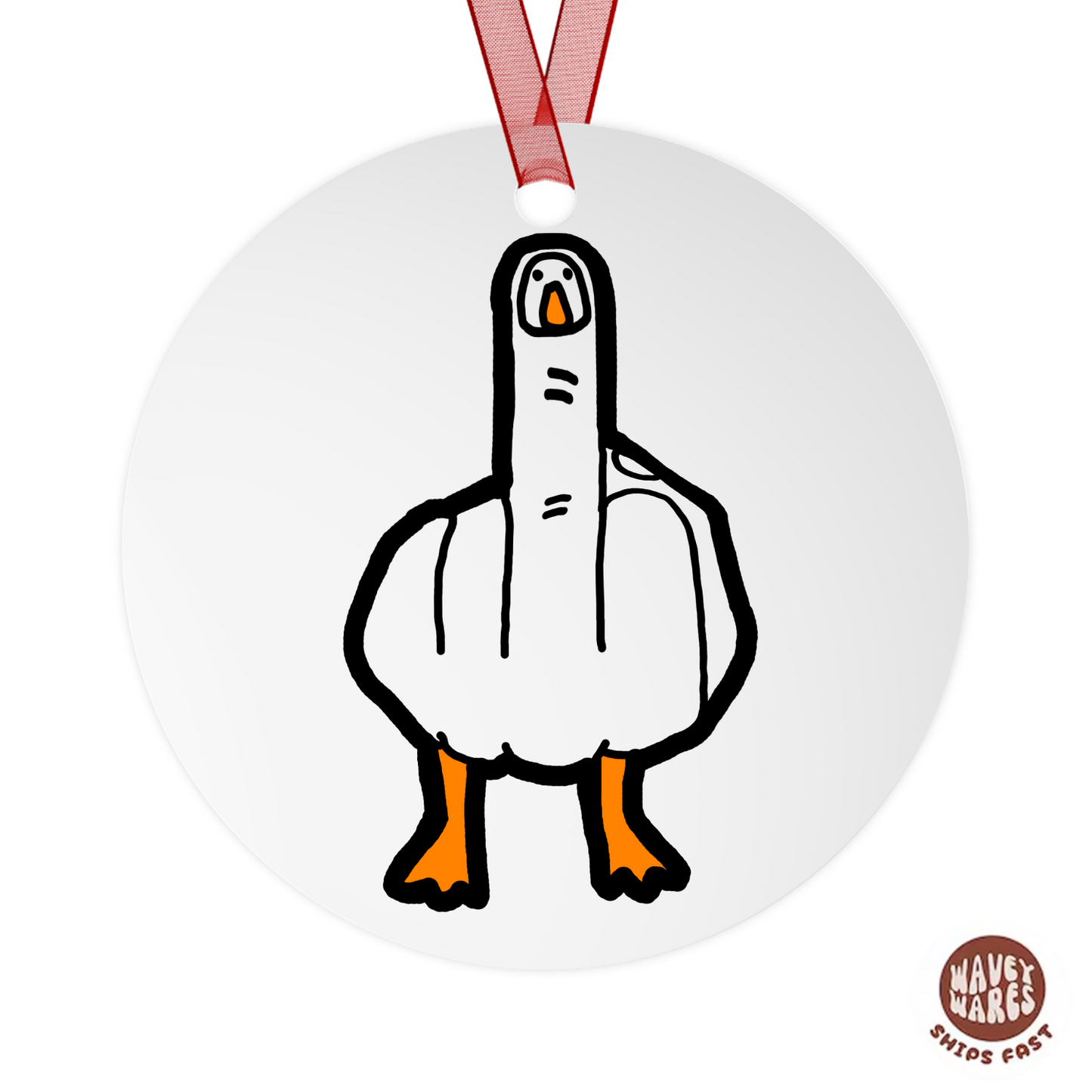 Duck Middle Finger Funny Ornament