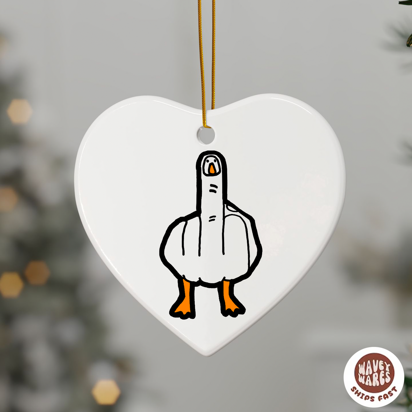 Duck Middle Finger Funny Ornament
