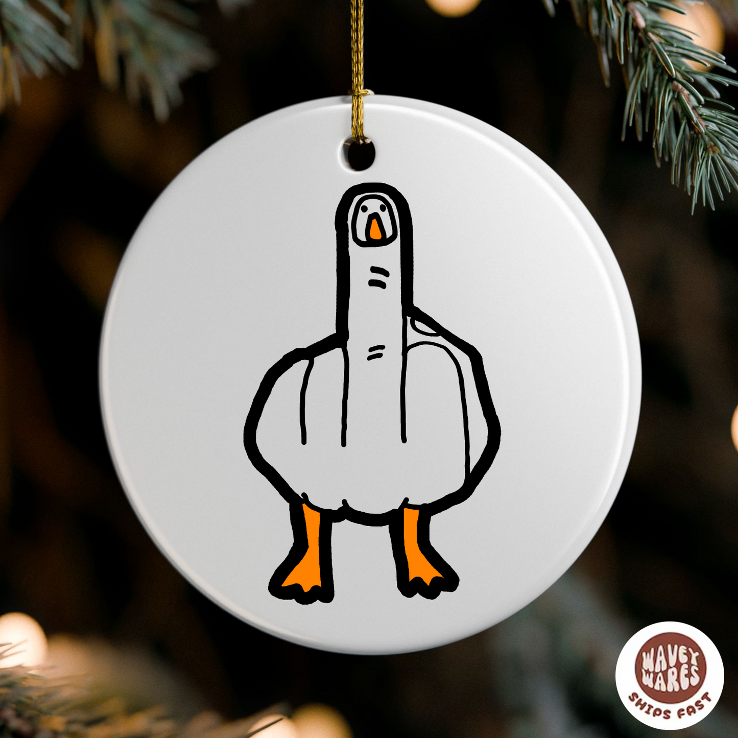 Duck Middle Finger Funny Ornament
