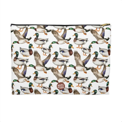 Cute Ducks Pattern flat white toiletry zip bag gift for her bird lover animal quack pond aesthetic owner her makeup travel drugs storage case accessory pouch cosmetic pencil waveywares wavey wares wavywares wavy wares