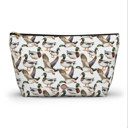 Cute Ducks Pattern T Bottom white toiletry zip bag gift for her bird lover animal quack pond aesthetic owner her makeup travel drugs storage case accessory pouch cosmetic pencil waveywares wavey wares wavywares wavy wares