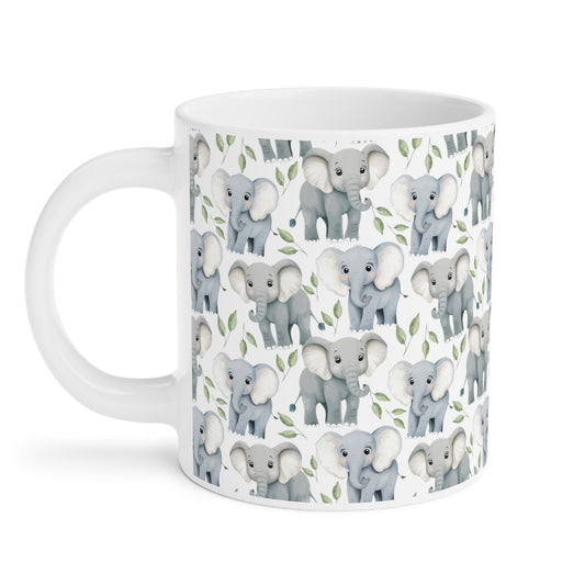 Cute Elephants Watercolor Pattern 20oz white funny large coffee mug gift for elephant largest land mammal animal lover aesthetic birthday secret santa Christmas waveywares wavey wares wavywares wavy wares