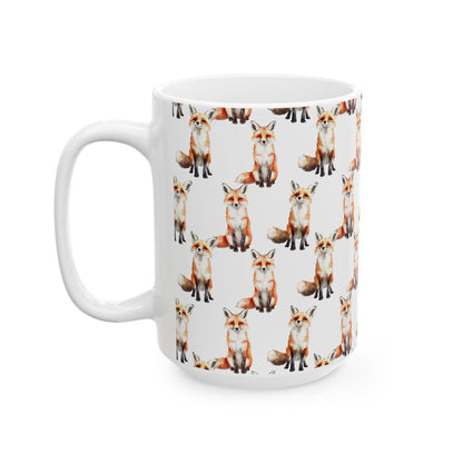 Cute Foxes Watercolor Pattern 15oz white funny large coffee mug gift for red fox animal lover secret santa birthday Christmas waveywares wavey wares wavywares wavy wares