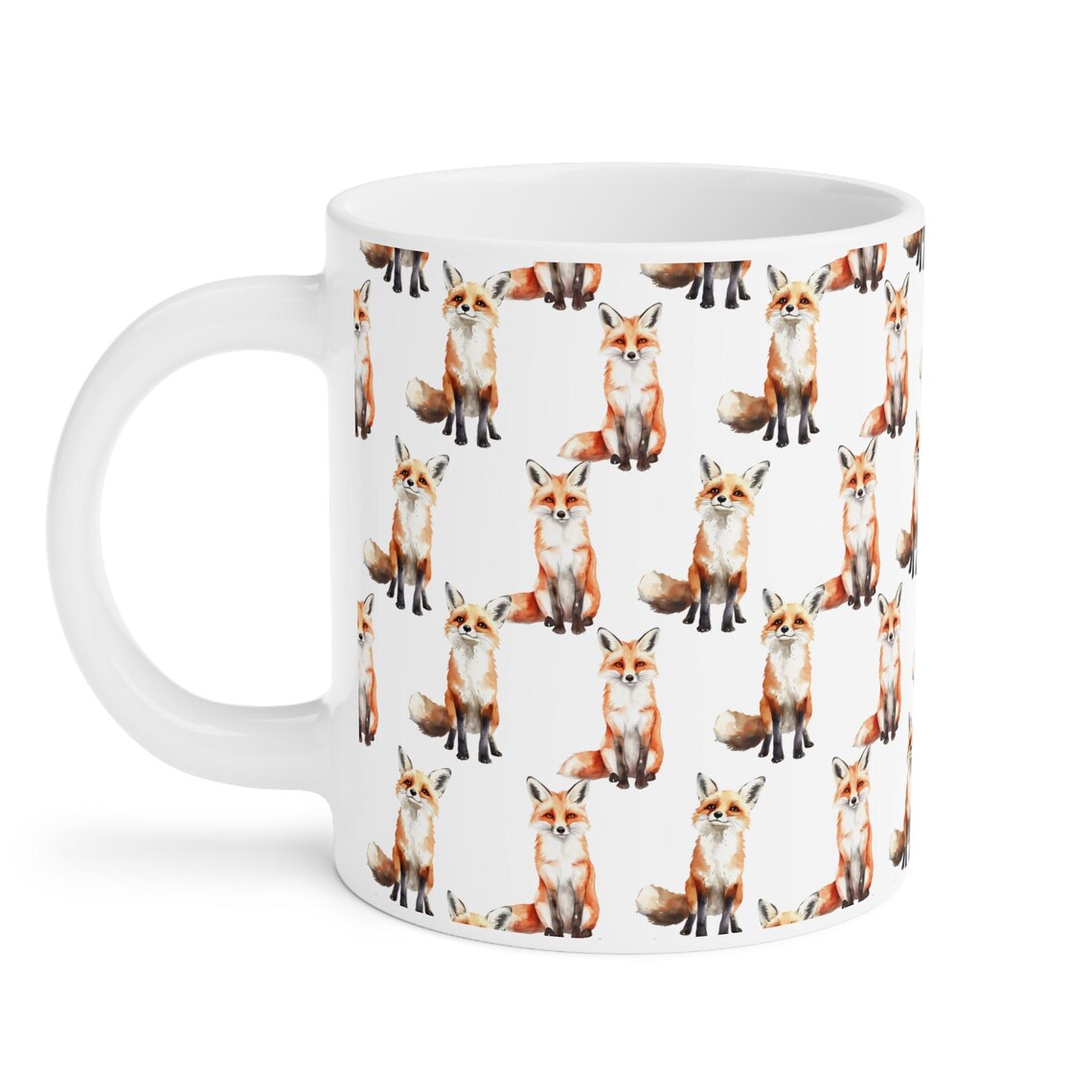 Cute Foxes Watercolor Pattern 20oz white funny large coffee mug gift for red fox animal lover secret santa birthday Christmas waveywares wavey wares wavywares wavy wares