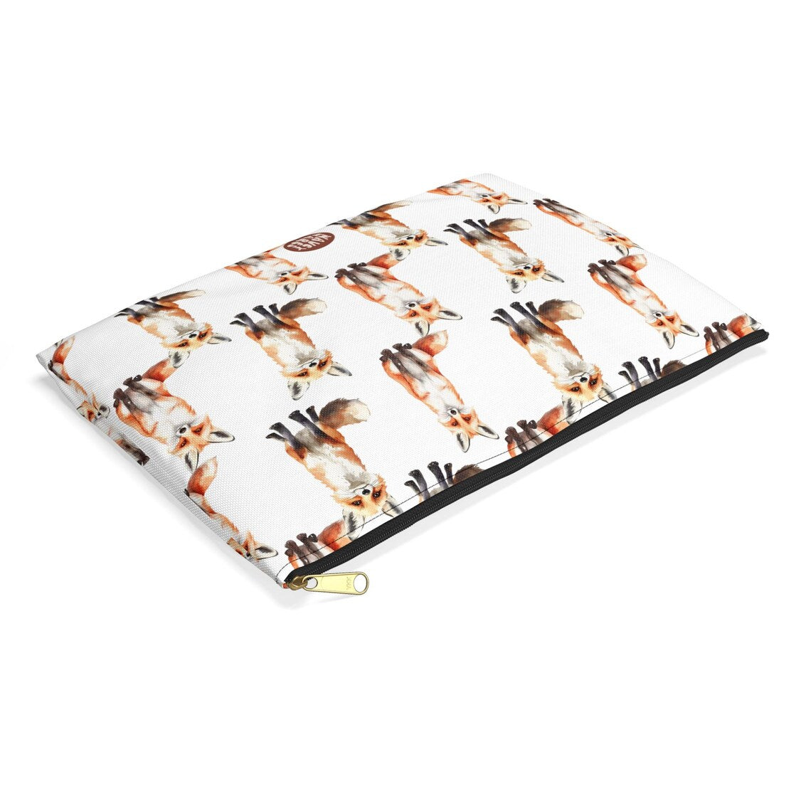 Cute Foxes Pattern flat lay white travel zip bag gift for red fox enthusiast animal lover secret santa birthday Christmas makeup cosmetic drugs storage case accessory pouch Toiletry pencil waveywares wavey wares wavywares wavy wares