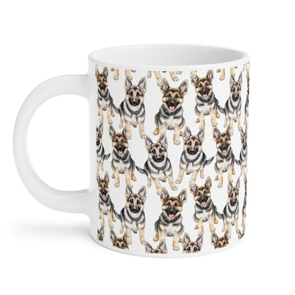 Cute German Sheperd Watercolor Pattern 20oz white funny large coffee mug gift for dog mom dad furparent pet animal lover aesthetic birthday secret santa Christmas waveywares wavey wares wavywares wavy wares